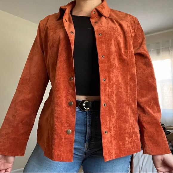 Corduroy Burt Orange Rust Belted Button Down - Picture 13 of 15